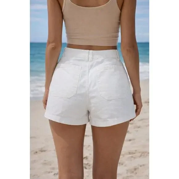 Democracy Women's White Shorts Size 4 Mid Rise Stretch - Picture 5 of 5